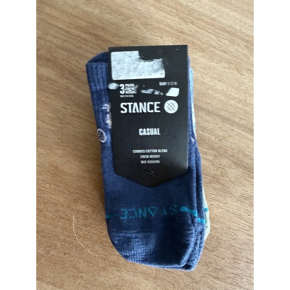 Stance Gecko 3 Pack Baby Crew Socks 6-12 Months NWT Combed Cotton Mid Cushion